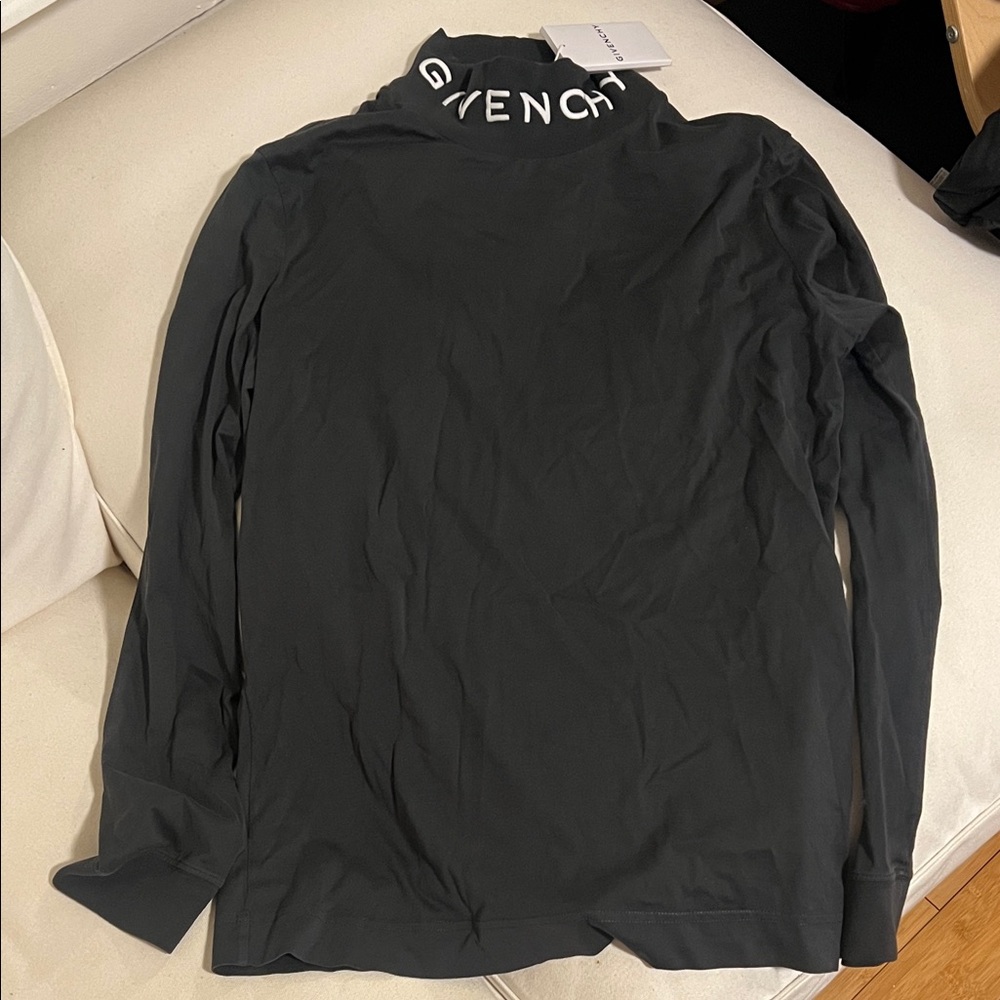 Givenchy Charcoal Long Sleeve Tee with Logo Collar